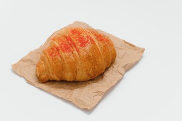 fresh croissant on white background