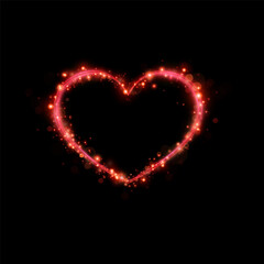 Red Golden Light Heart Collection: sparkling particles and shining frames on transparent and dark backgrounds for romantic and festive design projects