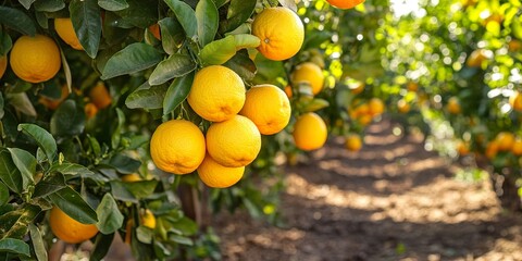 Ripening Fruit in Citrus Orchard
