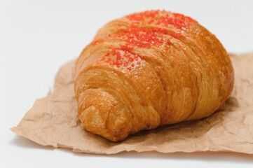 fresh croissant on white background