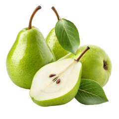 fresh green pears isolated on white background.png