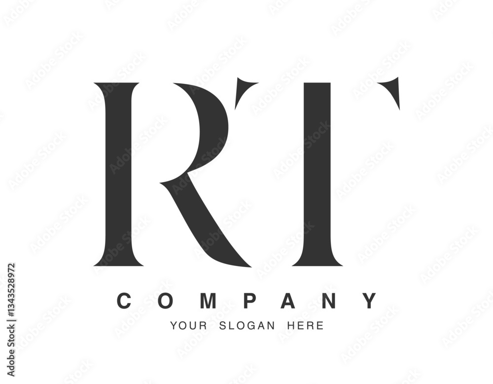 Fototapete rt logo design. initial letter r and t serif font style. creative classic company name typography. t