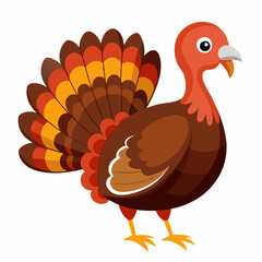 Happy Turkey Cartoon Vector Illustration for Thanksgiving