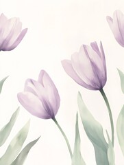 Naklejka premium Delicate Purple Tulips Watercolor Painting on White Background