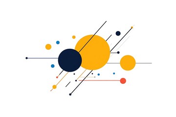 Modern abstract design connecting dots and lines with colorful circles