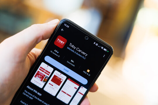 close up of Toby Carvery App on mobile phone device