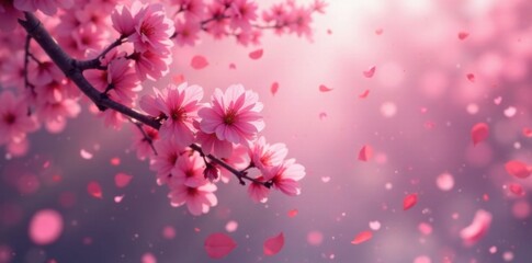 Whirling pink sakura petals in swirling motion, beautiful, artistic