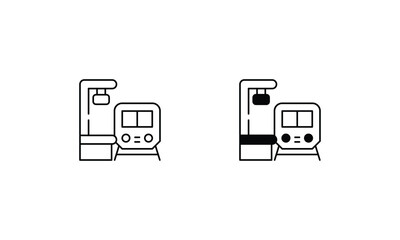 Train Station icons set vector stock illustration