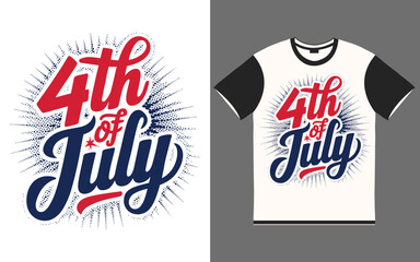 Happy 4th of July American Independence Day, typography t-shirt, American flag vector illustration design.
