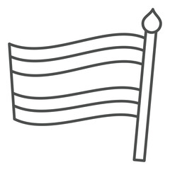 Flag of Thailand thin line icon, nation geraldic concept. Vector graphics. Thailand flag cloth sign on white background, outline style icon for mobile or web design.