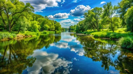 Minnesota's Ottertail River: summer sun, tranquil waters, rural charm captured in serene photography.