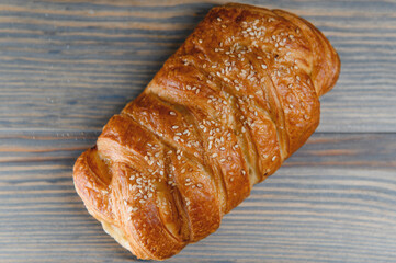 Pastries on a wooden background
