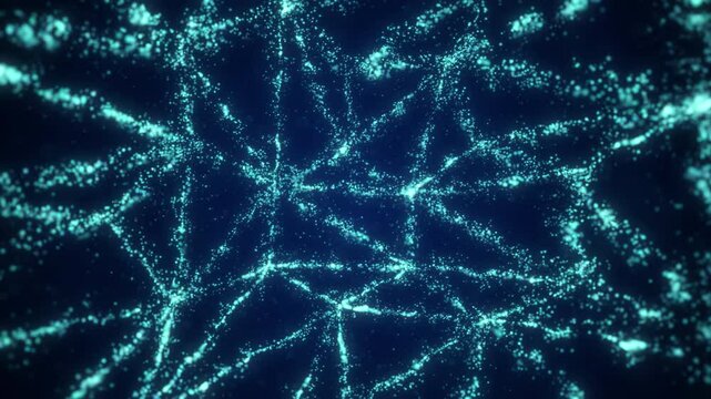 The movement of blue particles in the form of triangles inside t