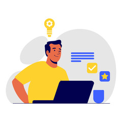 Creative Workflow Illustration with Male Character Working
