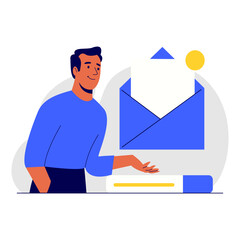 Creative Workflow Illustration with Male Character Working