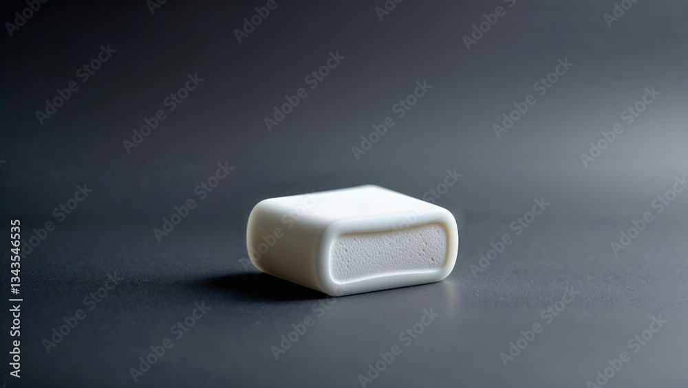Poster unique white object with smooth texture displayed on dark surface in minimalist setting