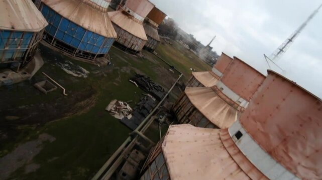 FPV drone captures chemical plant producing azot ammonia and ammonium salts with unique perspective