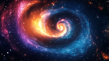 Cosmic Galaxy with Red and Blue Swirling Vortex