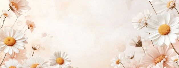 White daisy frame with flat and watercolor s