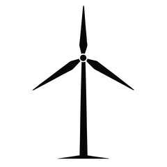 Wind Turbine Silhouette Front View Vector Illustration - Clean Design