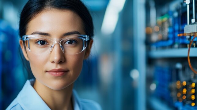 Young Asian female engineer in a server room, technology industry, STEM careers, innovation workspace