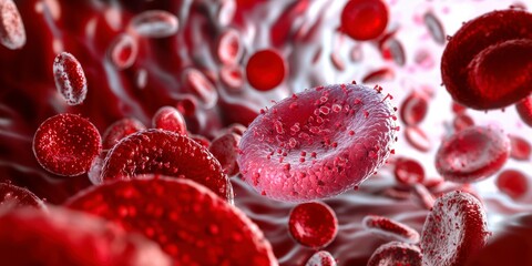 Blood Cells Magnified View Erythrocytes and Pathogens in Close Proximity Scientific Illustration