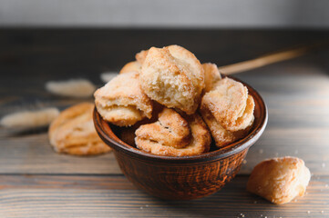 butter cookies isolated on a wooden background
