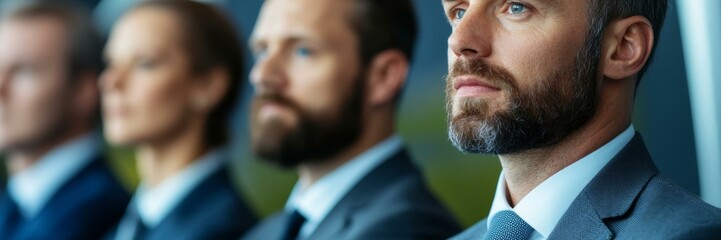 Confident Caucasian men in suits discussing business at a corporate event, teamwork, networking