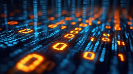 Abstract digital wallpaper: seamless flow of binary code zeroes and ones across a grid