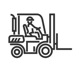 Forklift in side view icon in bold line - warehouse loader