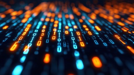 Abstract digital wallpaper: seamless flow of binary code zeroes and ones across a grid