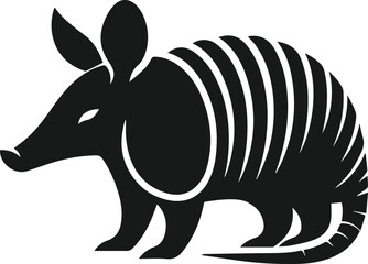 Armadillo standing still with ears perked up silhouette