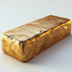 Fototapeta premium Photorealistic product shot of a single golden brick isolated on a pure white background