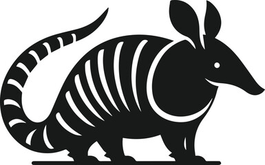 Armadillo standing still with ears perked up silhouette