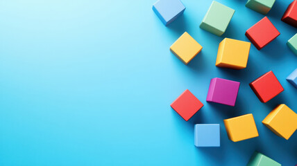 Obraz premium Floating 3D cubes in vibrant colors, futuristic minimalism