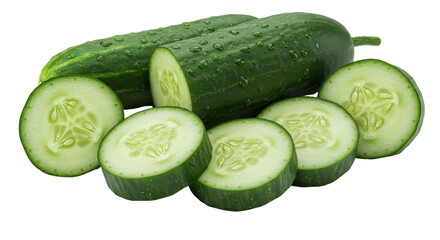 Isolated Sliced Cucumbers