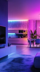 Vibrant interior design with LED lighting