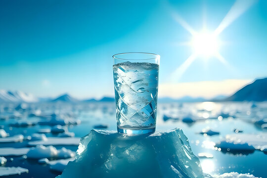 Refreshing Ice Water on a Gracier at Dusk