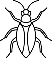Beetle Outline Simple Bug Icon, Insect Line Art, Minimalist Beetle Drawing, Entomology Symbol, Isolated Beetle Image