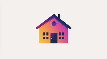 Obraz premium Modern home icon with vibrant gradient background in simple flat design for professional use