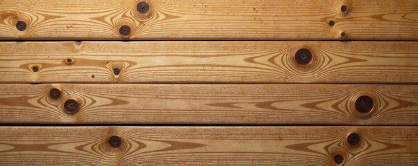 Naklejka premium Close-up shot of a single wooden board plank with visible knots and imperfections , natural, woodgrain
