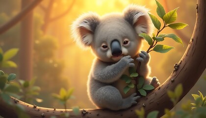 Adorable Koala in Golden Hour