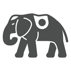 Thai elephant solid icon, animals and wildlife concept. Vector graphics. Big elephant with saddle cloth sign on white background, glyph style icon for mobile or web design.