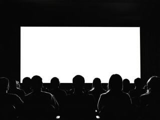 Captivating Cinema: A Silhouetted Audience Engrossed in the Silver Screen Experience, Lost in the Magic of Film, Enjoying a Shared Moment