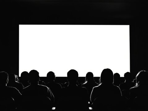 Captivating Cinema: A Silhouetted Audience Engrossed in the Silver Screen Experience, Lost in the Magic of Film, Enjoying a Shared Moment