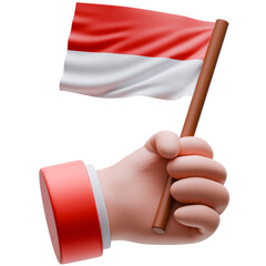 3D Hand Holding Indonesian Flag illustration