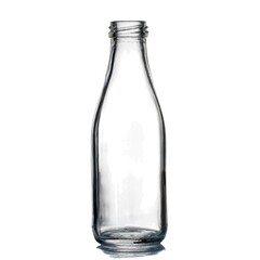 Transparent Empty Glass Drink Bottle Isolated on White Background