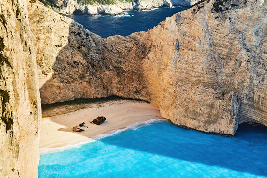 Navagio beach with shipwreck view, Zakynthos island, Greece