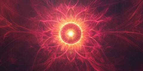 Obraz premium Visualization meditation background concept for relaxation and focus. Abstract glowing design with radial lines and a central bright shape