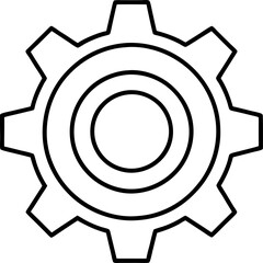 Isolated Black and White Gear Icon Machinery, Engineering, and Technology Symbol for Web, Print, and Design